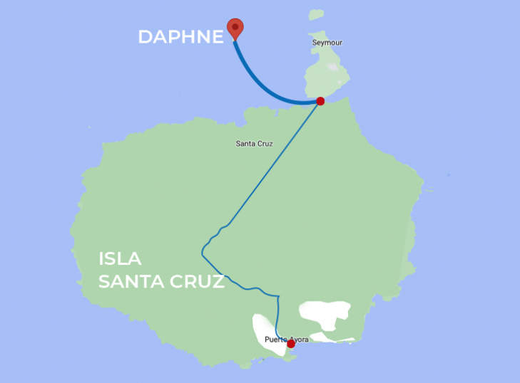Map of the route of the tour to daphne island.
