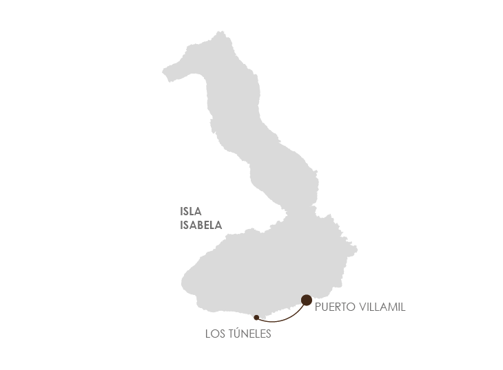Mapa con la ruta del Tour a Los Túneles de Isabela.