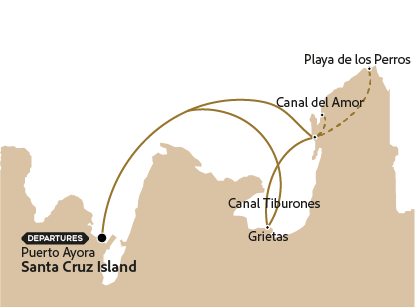 Map with the route of the bay tour.