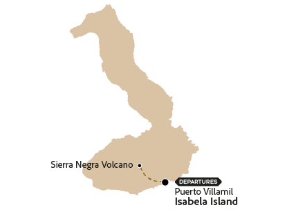 Map of the route to the Sierra Negra Volcano.