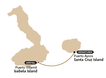Map with the route of the tour to Isabela island.