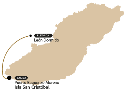Mapa con la ruta del tour al León Dormido en la isla Cristóbal.