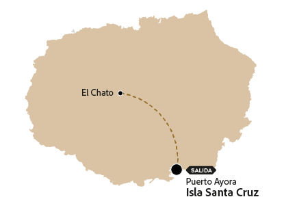 Mapa con la ruta a la parte alta reserva el chato en Galápagos.