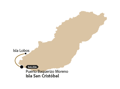 Mapa con la ruta del tour a la isla Lobos Galápagos.
