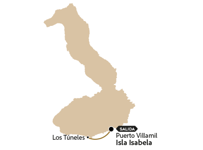 Mapa con la ruta del Tour a Los Túneles de Isabela.