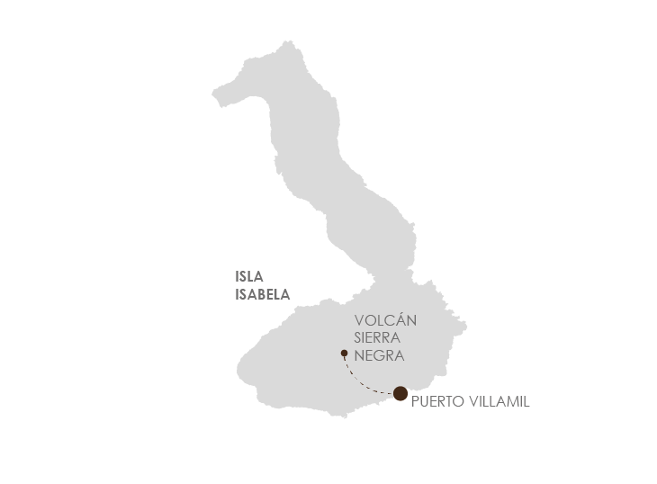 Mapa con la ruta al Volcán Sierra Negra.